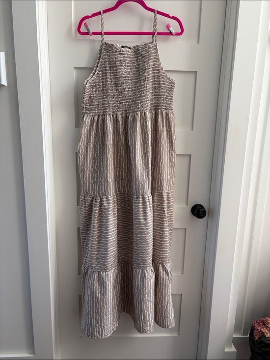 Mexx Dresses & Skirts - Mexx Beige and White Striped Smocked Maxi Dress size XL